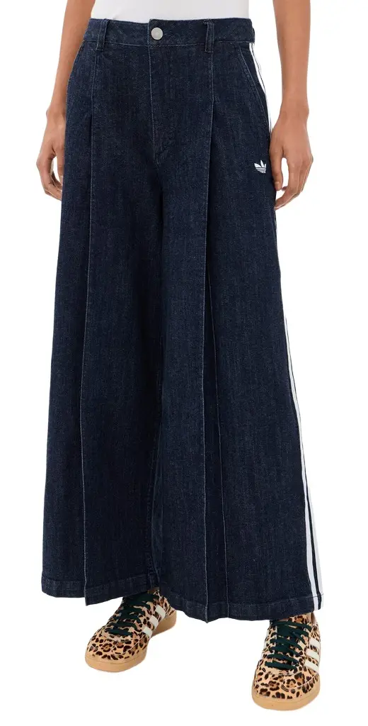 Adidas Denim Pleats Wide Leg Pants