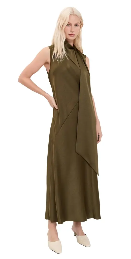 Vince Draped Scarf Tie Sleeveless Dress