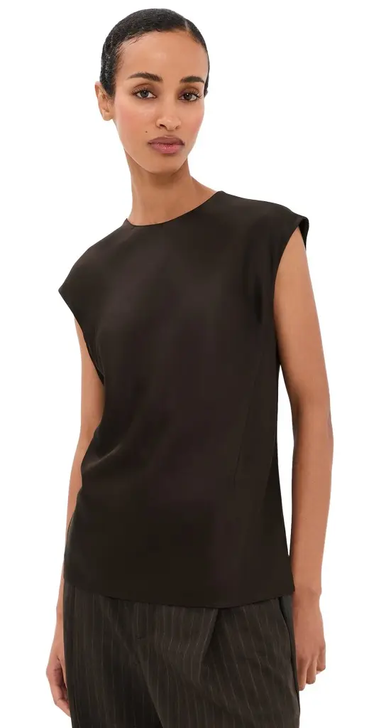 Vince Relaxed Cap Sleeve Crew Neck Top