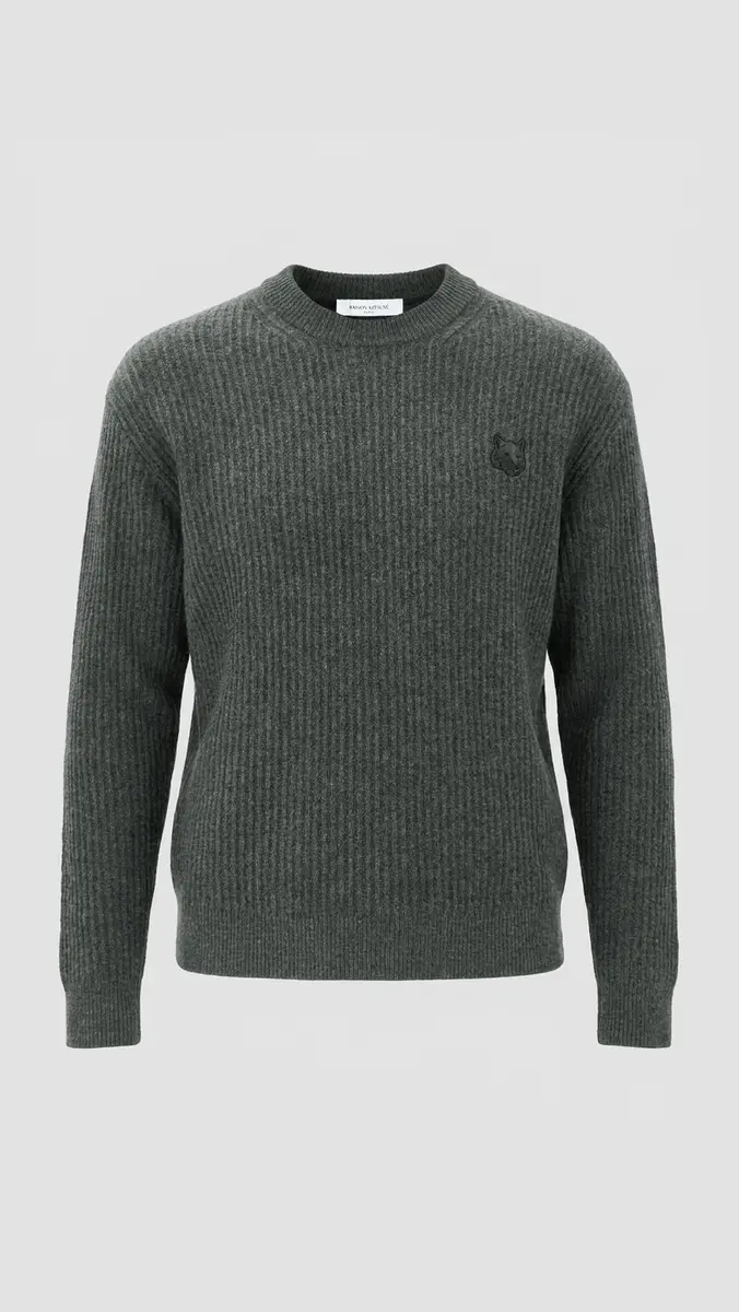 Maison Kitsuné Fox Head Wool Ribbed Sweater | Thumbnail 2 Maison Kitsuné Fox Head Wool Ribbed Sweater | Thumbnail 2