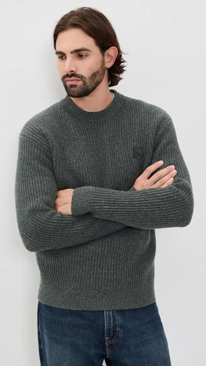 Maison Kitsuné Fox Head Wool Ribbed Sweater | Thumbnail 3 Maison Kitsuné Fox Head Wool Ribbed Sweater | Thumbnail 3
