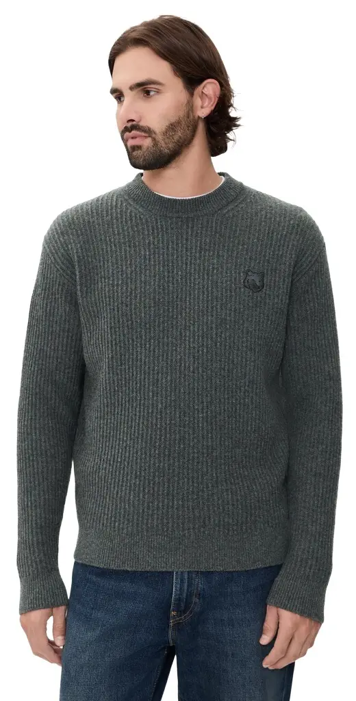 Maison Kitsuné Fox Head Wool Ribbed Sweater