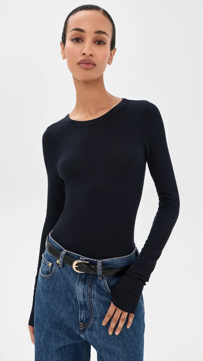 ENZA COSTA Silk Rib Essential Crew Tee | Thumbnail 2
