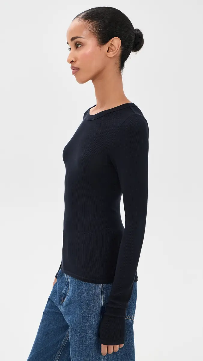 ENZA COSTA Silk Rib Essential Crew Tee | Thumbnail 4
