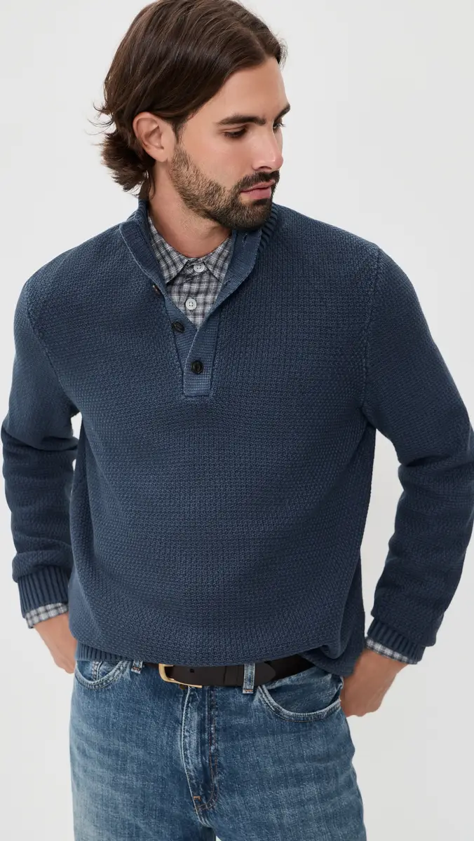 Faherty Sunwashed Dockside Quarter Button Sweater | Thumbnail 2 Faherty Sunwashed Dockside Quarter Button Sweater | Thumbnail 2