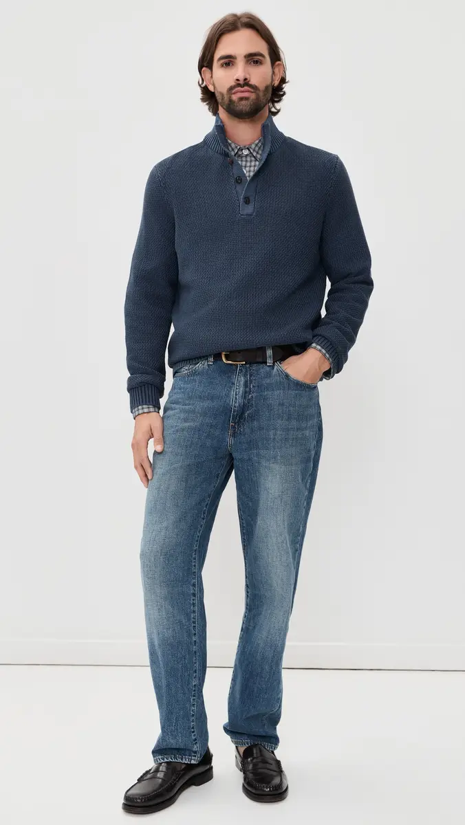 Faherty Sunwashed Dockside Quarter Button Sweater | Thumbnail 5 Faherty Sunwashed Dockside Quarter Button Sweater | Thumbnail 5