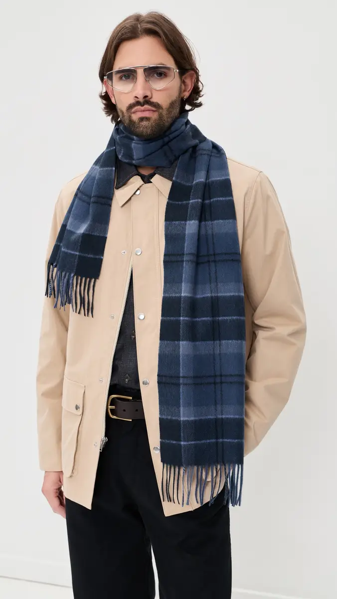 Barbour Mineral Tartan Wool Cashmere Scarf | Thumbnail 3