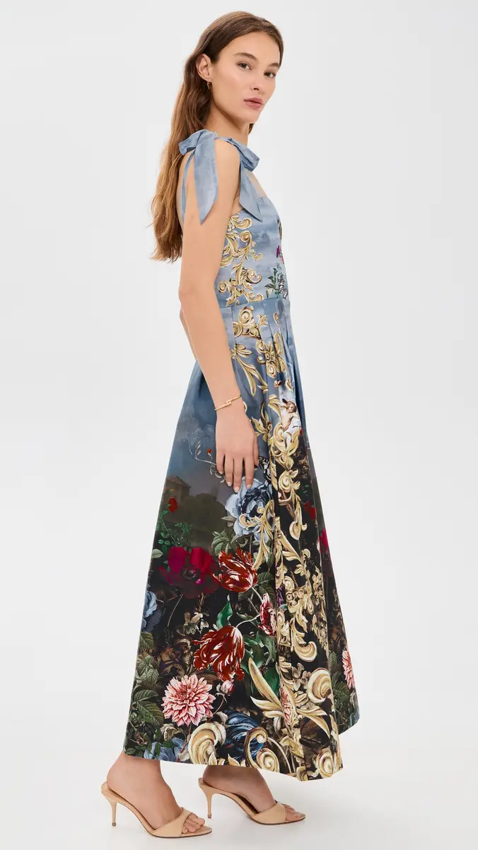 Alice + Olivia Hana Square Neck Tie Strap Midi Dress | Thumbnail 4