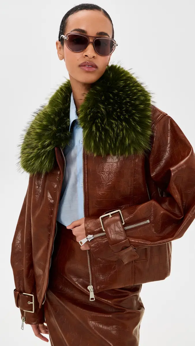 Essentiel Antwerp Kabuki Faux Leather Bomber Jacket | Thumbnail 2 Essentiel Antwerp Kabuki Faux Leather Bomber Jacket | Thumbnail 2