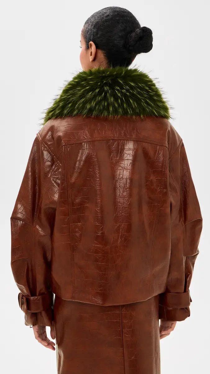 Essentiel Antwerp Kabuki Faux Leather Bomber Jacket | Thumbnail 3 Essentiel Antwerp Kabuki Faux Leather Bomber Jacket | Thumbnail 3