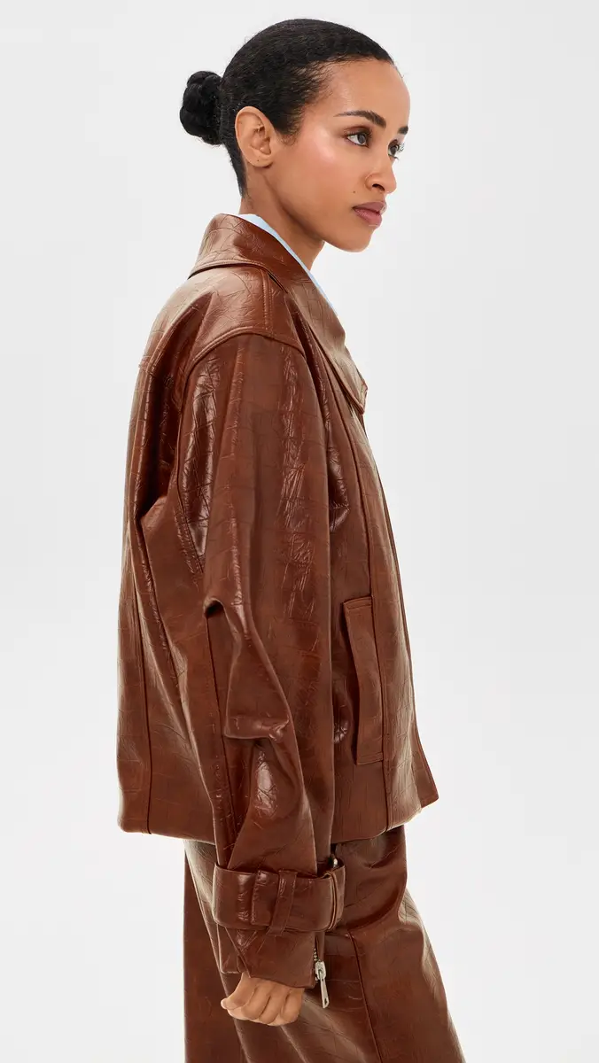Essentiel Antwerp Kabuki Faux Leather Bomber Jacket | Thumbnail 4 Essentiel Antwerp Kabuki Faux Leather Bomber Jacket | Thumbnail 4