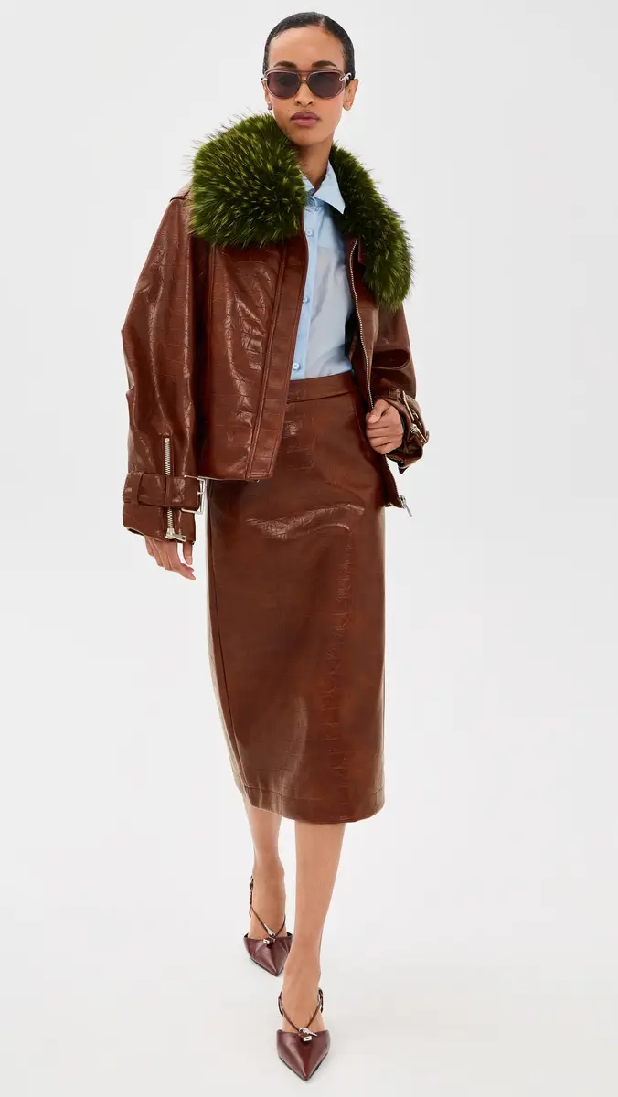 Essentiel Antwerp Kabuki Faux Leather Bomber Jacket | Thumbnail 5 Essentiel Antwerp Kabuki Faux Leather Bomber Jacket | Thumbnail 5
