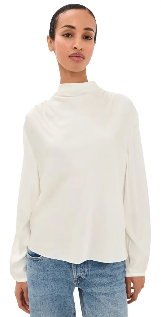 Vince Draped Cowl Neck Silk Blouse