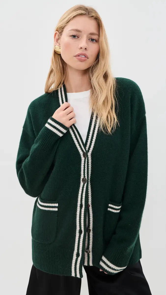 White + Warren Cashmere Varsity Cardigan | Thumbnail 2 White + Warren Cashmere Varsity Cardigan | Thumbnail 2