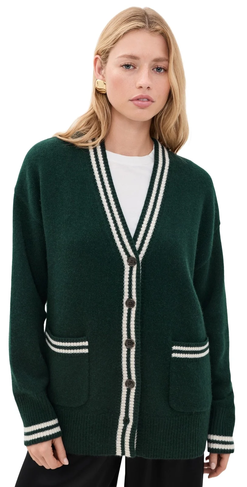 White + Warren Cashmere Varsity Cardigan