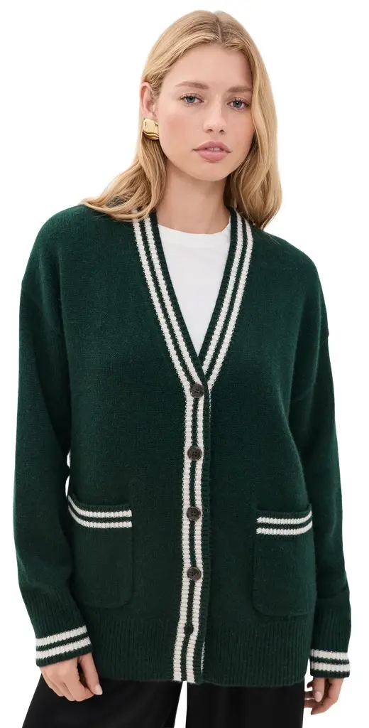 White + Warren Cashmere Varsity Cardigan