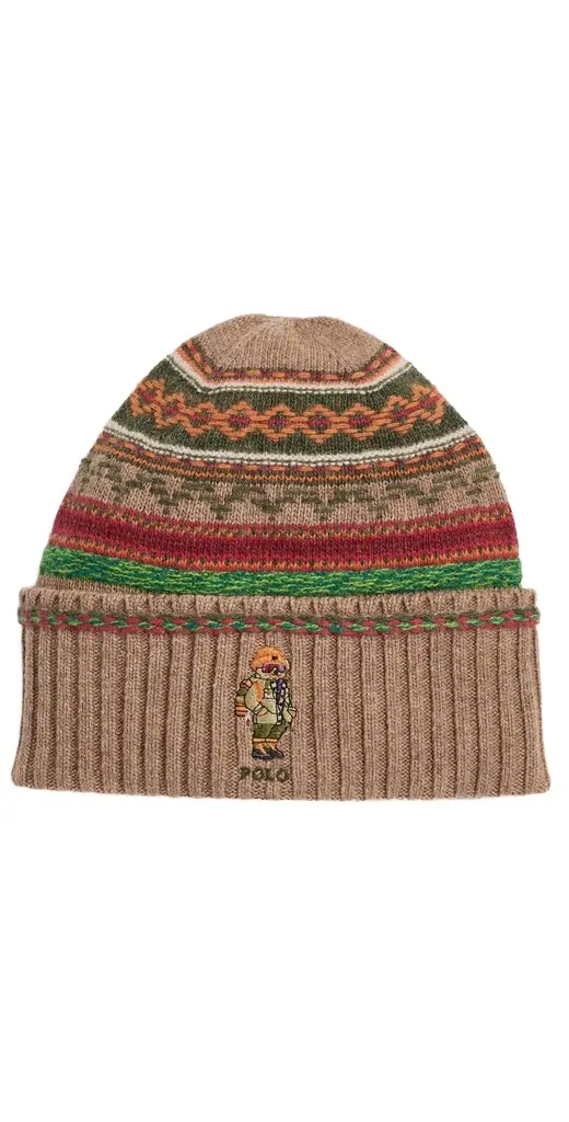 Polo Ralph Lauren Fair Isle Red Rocks Bear Beanie