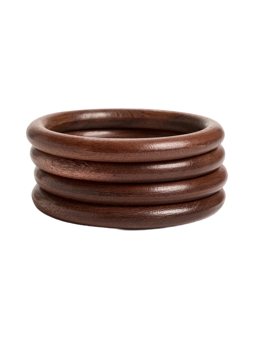 4 Round Wood Bangle Bracelets