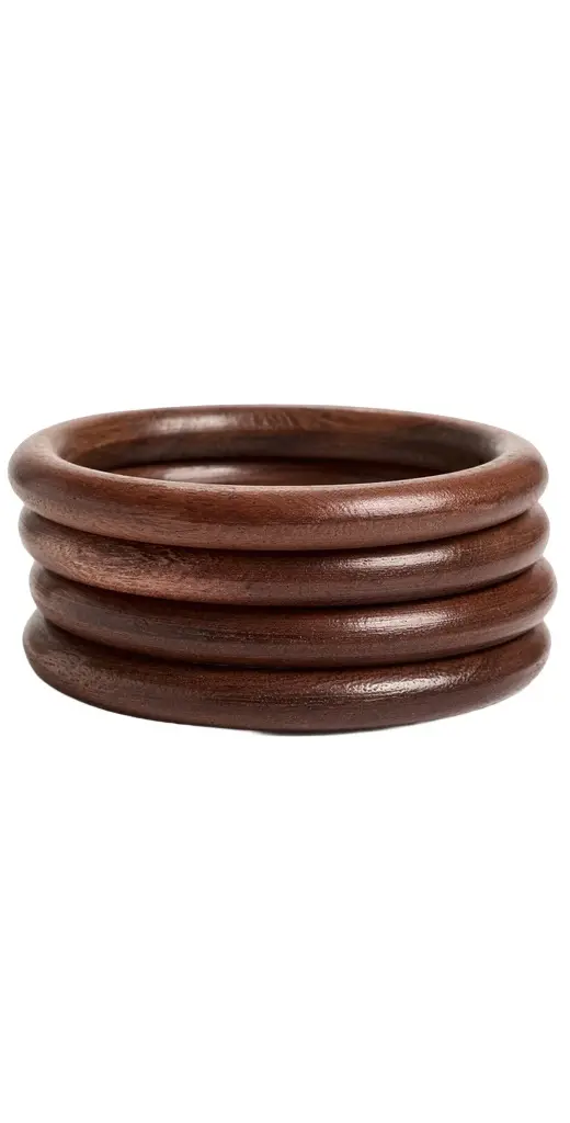 KENNETH JAY LANE 4 Round Wood Bangle Bracelets