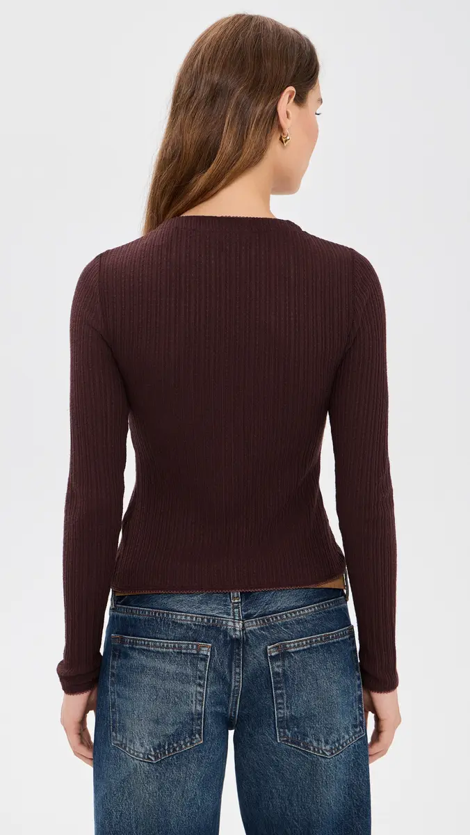 Veronica Beard Jean Lira Cardigan With Picot Edge Burgundy | Thumbnail 3