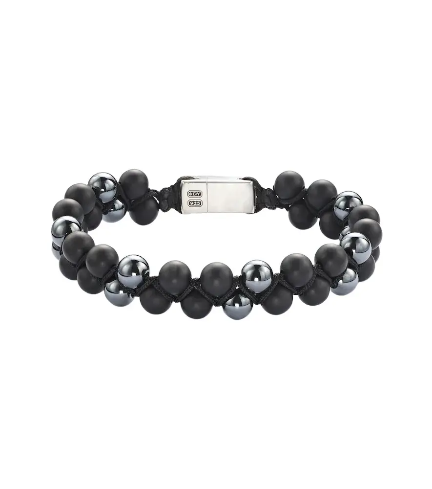 David Yurman Spiritual Beads sterling silver bracelet with onyx