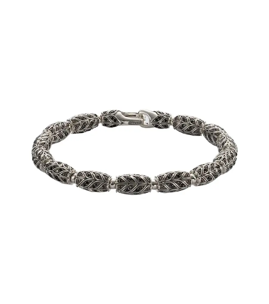David Yurman Chevron sterling silver bracelet with diamonds
