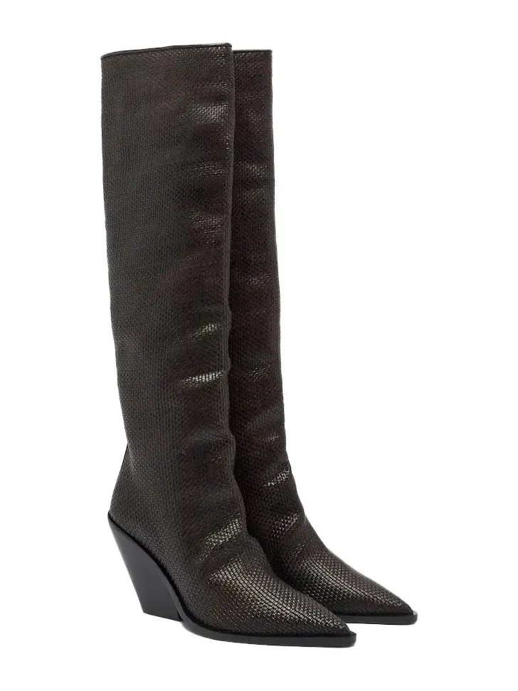 Utah woven leather knee-high boots