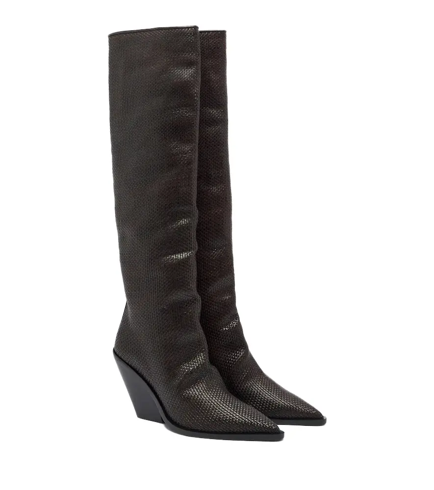 Souliers Martinez Utah woven leather knee-high boots