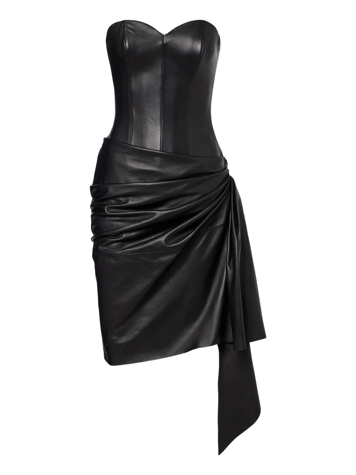 Alex Perry Draped leather corset dress