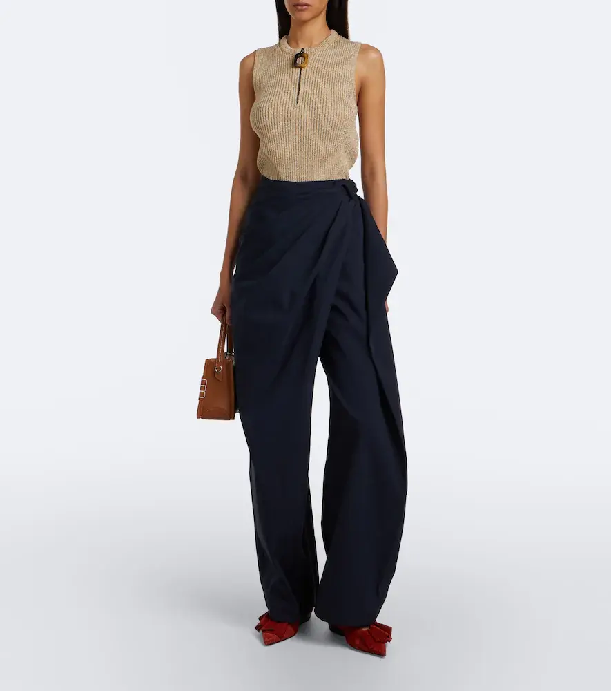 JW Anderson Twist draped cotton wide-leg pants | Thumbnail 6 JW Anderson Twist draped cotton wide-leg pants | Thumbnail 6