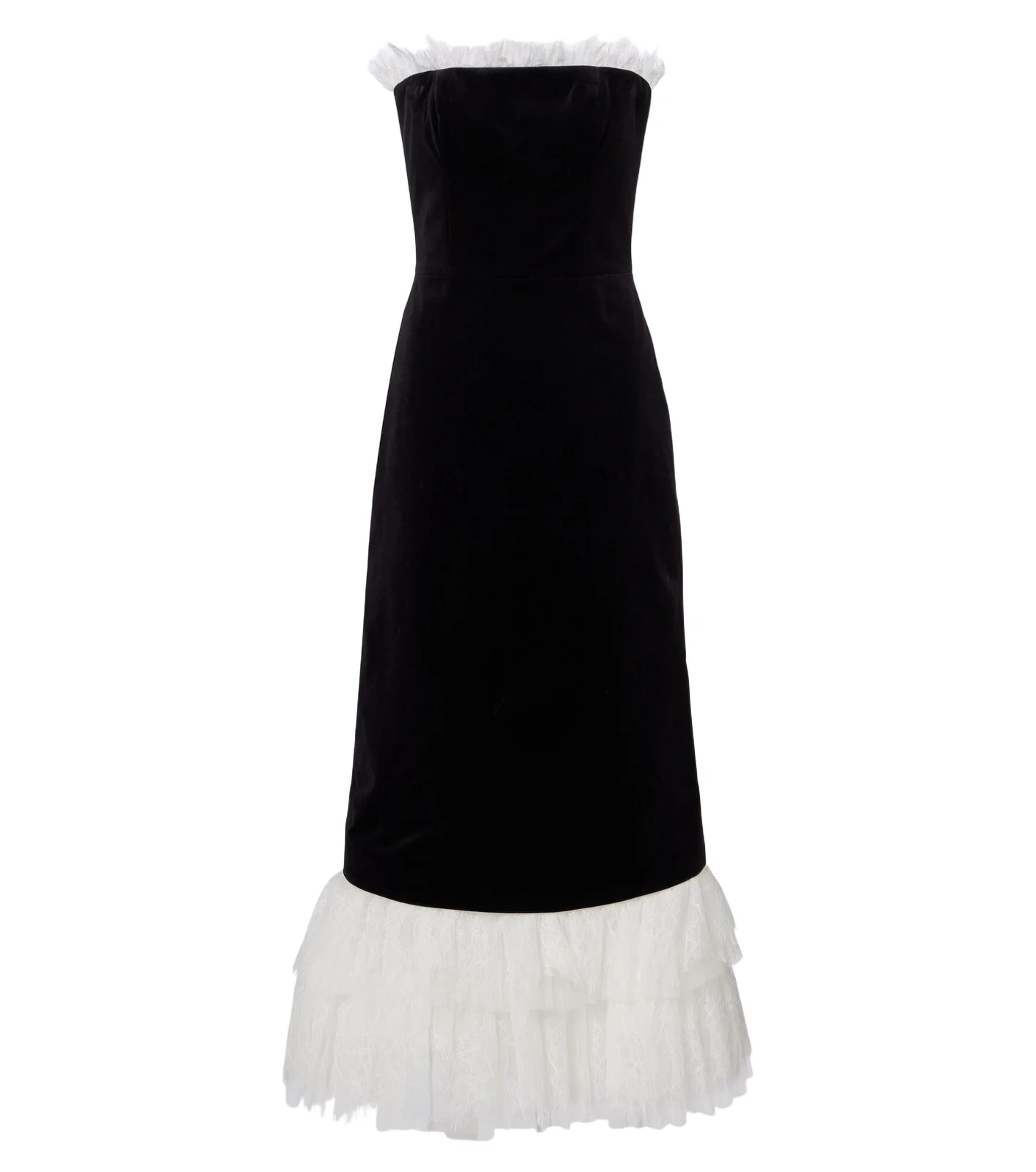 Costarellos Isabetta lace-trimmed velvet midi dress