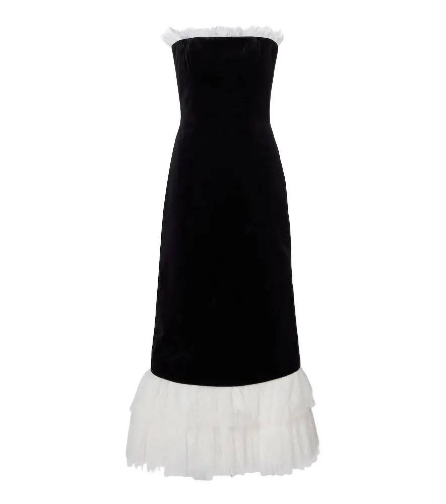 Isabetta lace-trimmed velvet midi dress