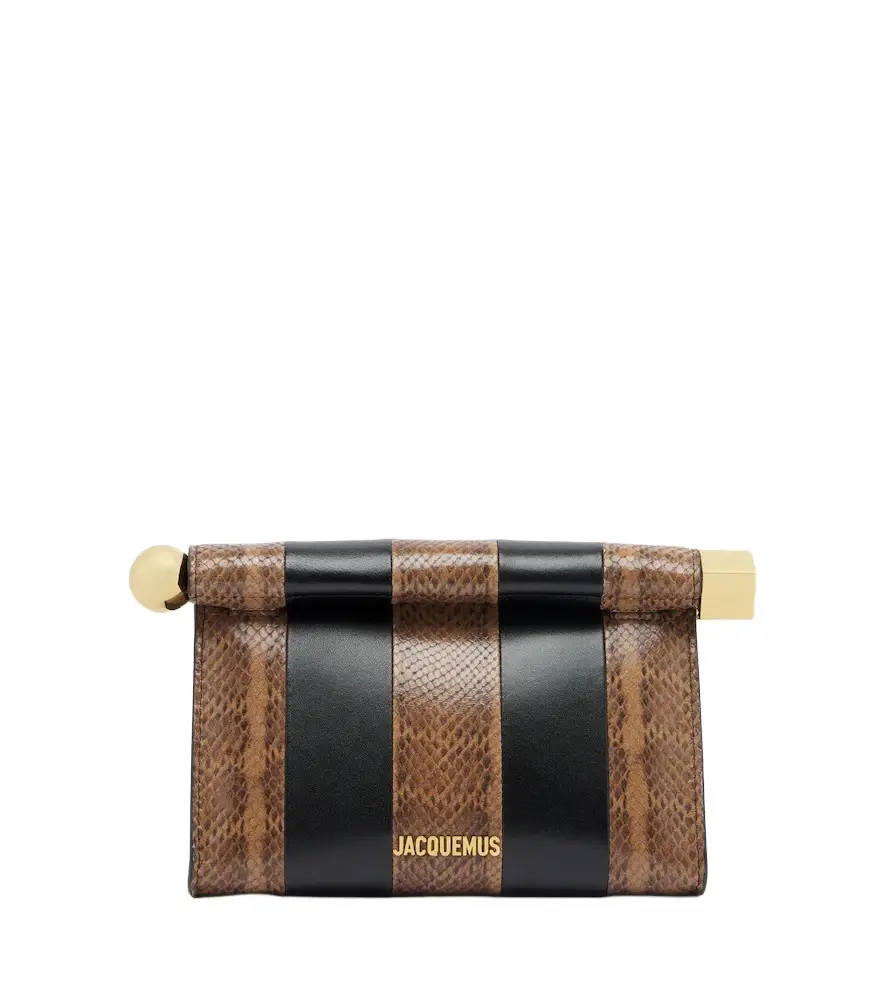 Jacquemus Rond Carré snake-effect leather clutch
