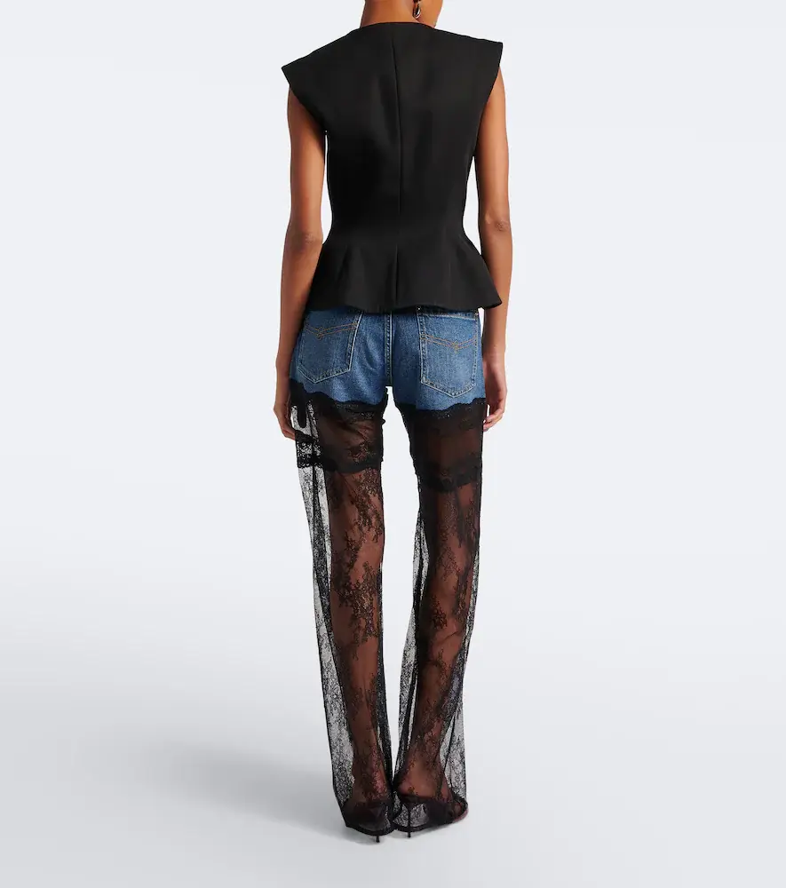 BLUMARINE Lace-trimmed wide-leg jeans | Thumbnail 5