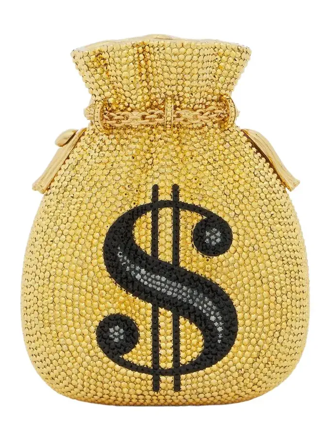 Money Bag crystal-embellished clutch