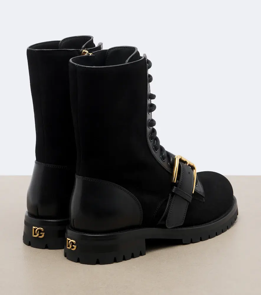 Dolce & Gabbana Suede leather-trimmed lace-up boots | Thumbnail 3