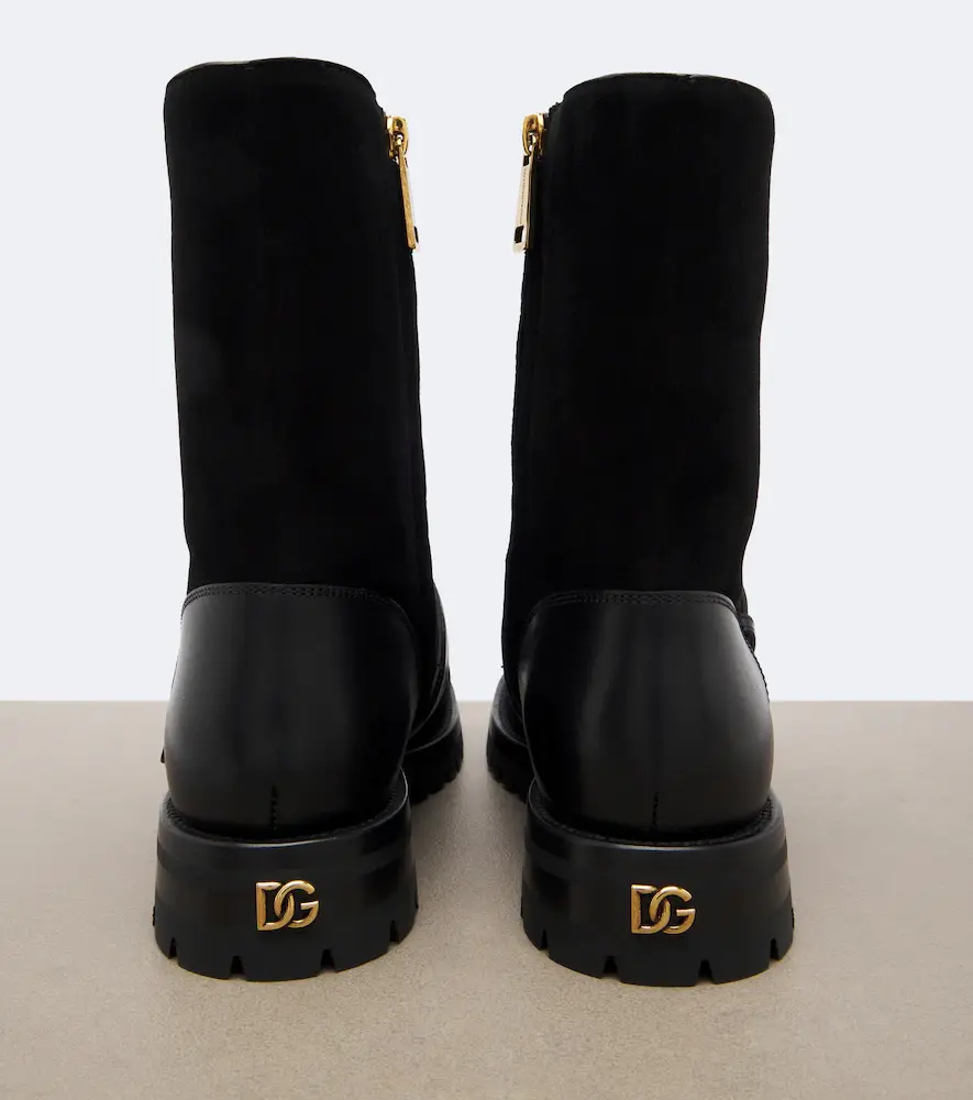 Dolce & Gabbana Suede leather-trimmed lace-up boots | Thumbnail 4
