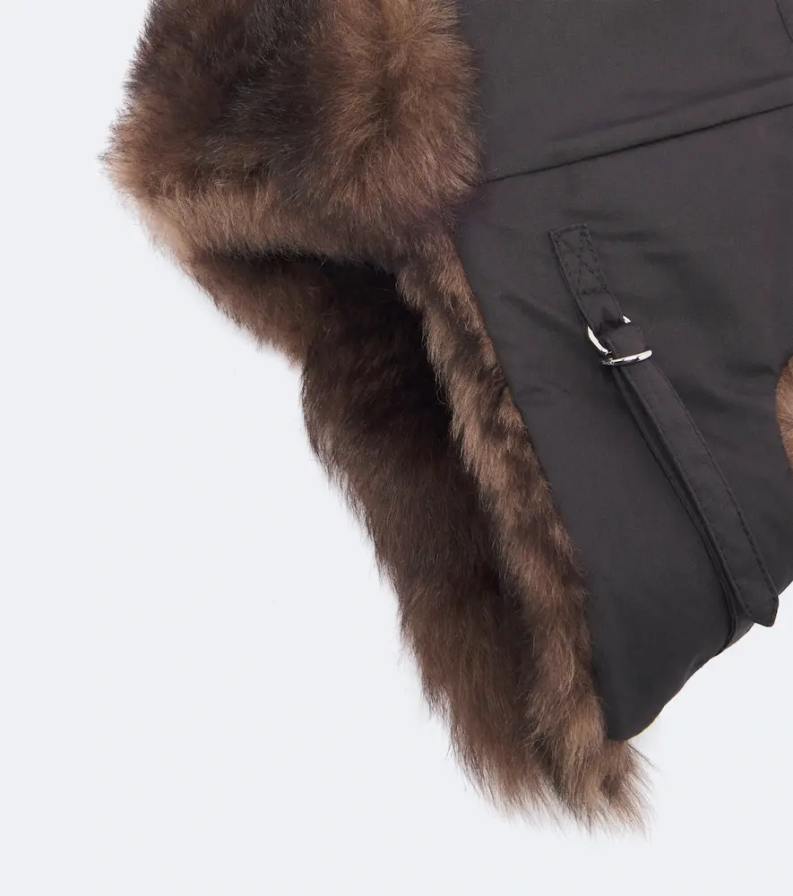 Lemaire Shearling-trimmed cotton-blend aviator hat | Thumbnail 3