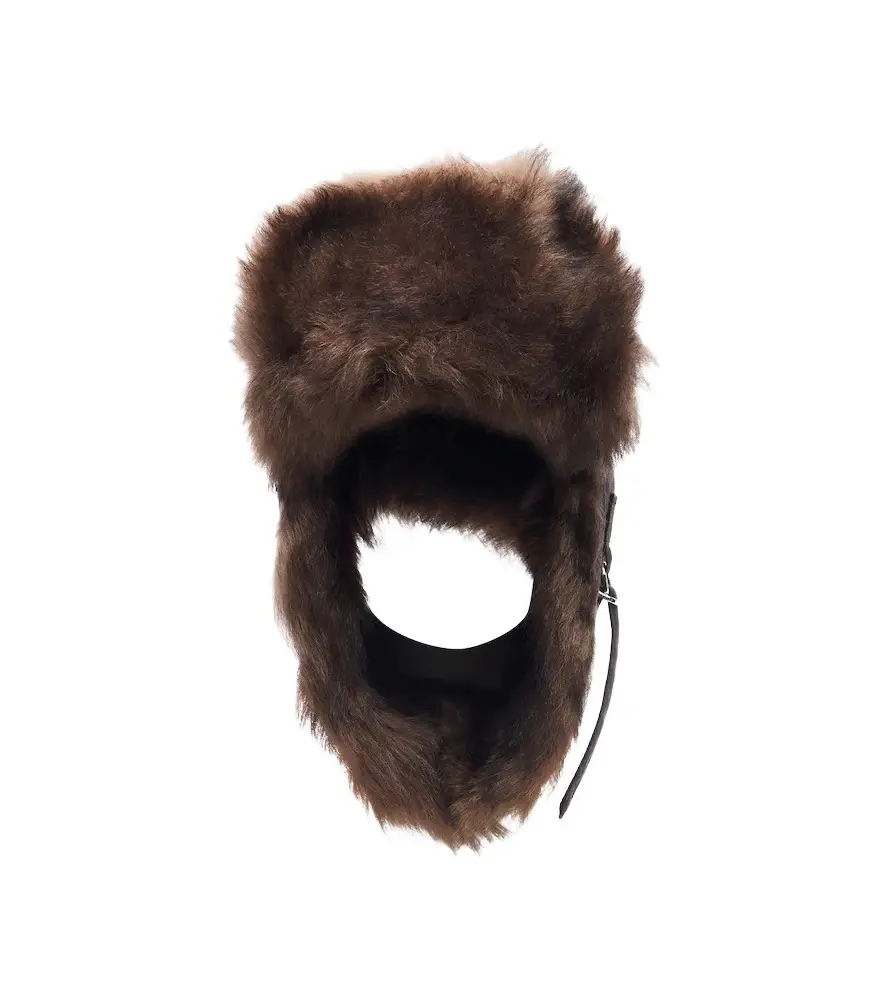 Shearling-trimmed cotton-blend aviator hat Shearling-trimmed cotton-blend aviator hat