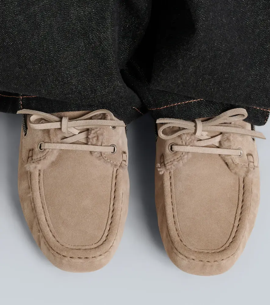 Brunello Cucinelli Monili shearling-lined suede boat shoes | Thumbnail 5