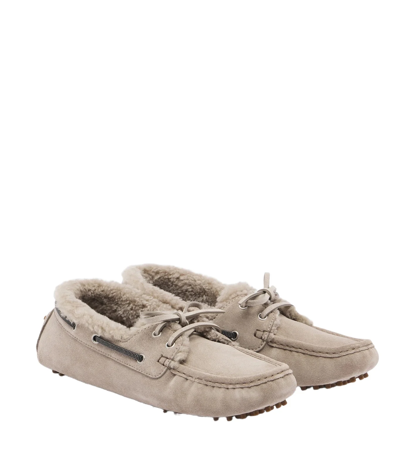 Monili shearling-lined suede boat shoes