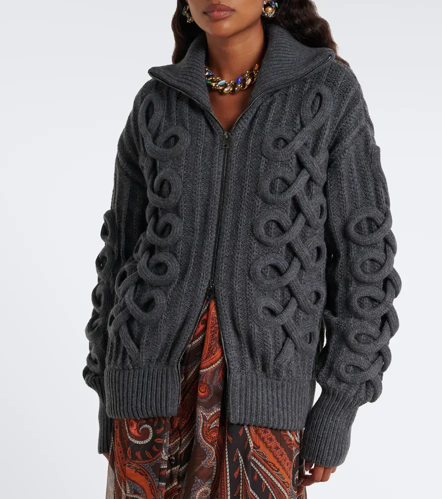 Etro Ribbed-knit wool-blend zip-up cardigan | Thumbnail 2