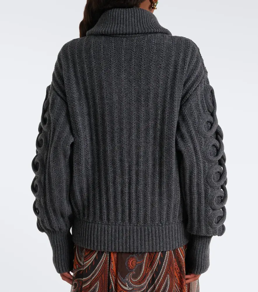Etro Ribbed-knit wool-blend zip-up cardigan | Thumbnail 3