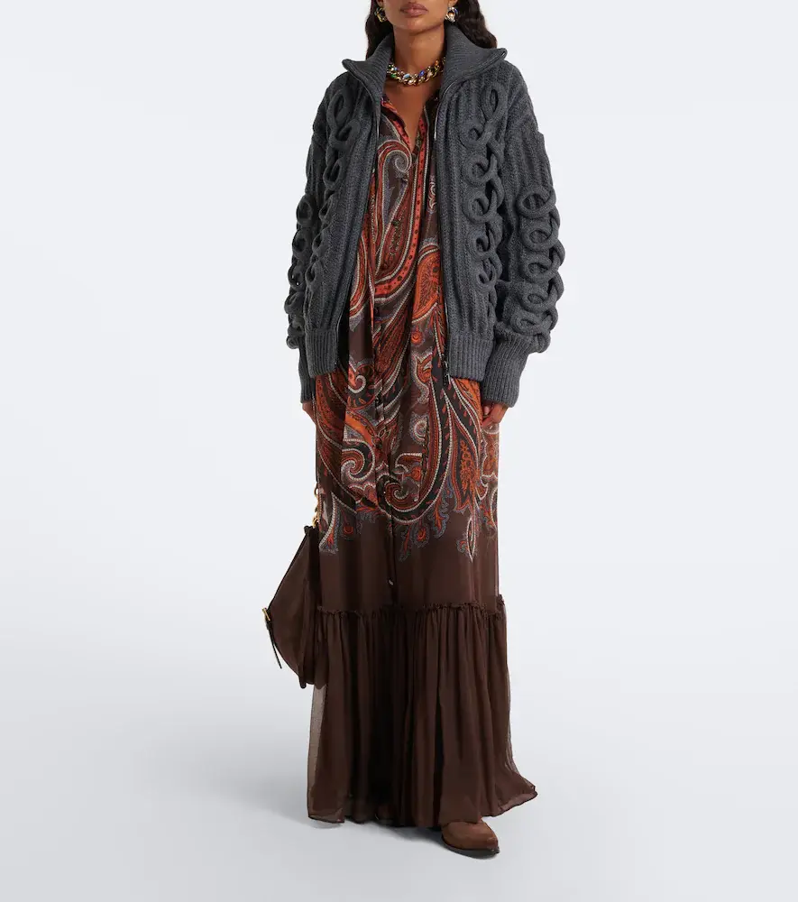Etro Ribbed-knit wool-blend zip-up cardigan | Thumbnail 4