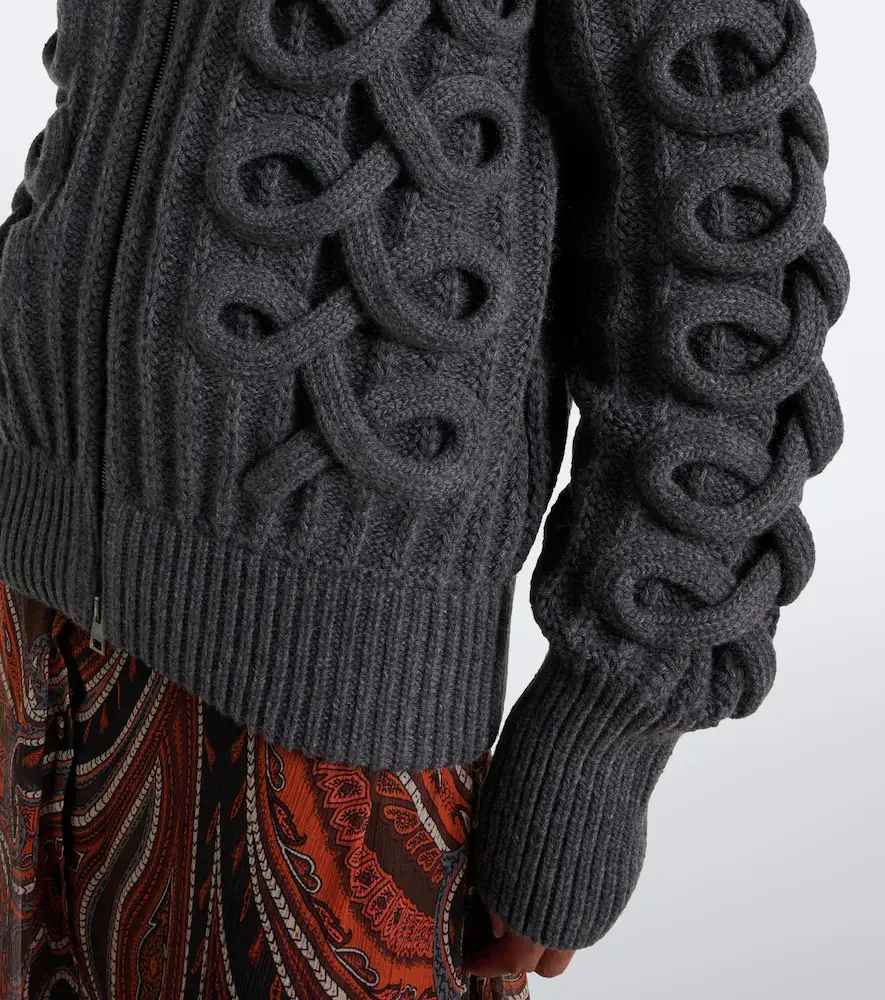 Etro Ribbed-knit wool-blend zip-up cardigan | Thumbnail 6