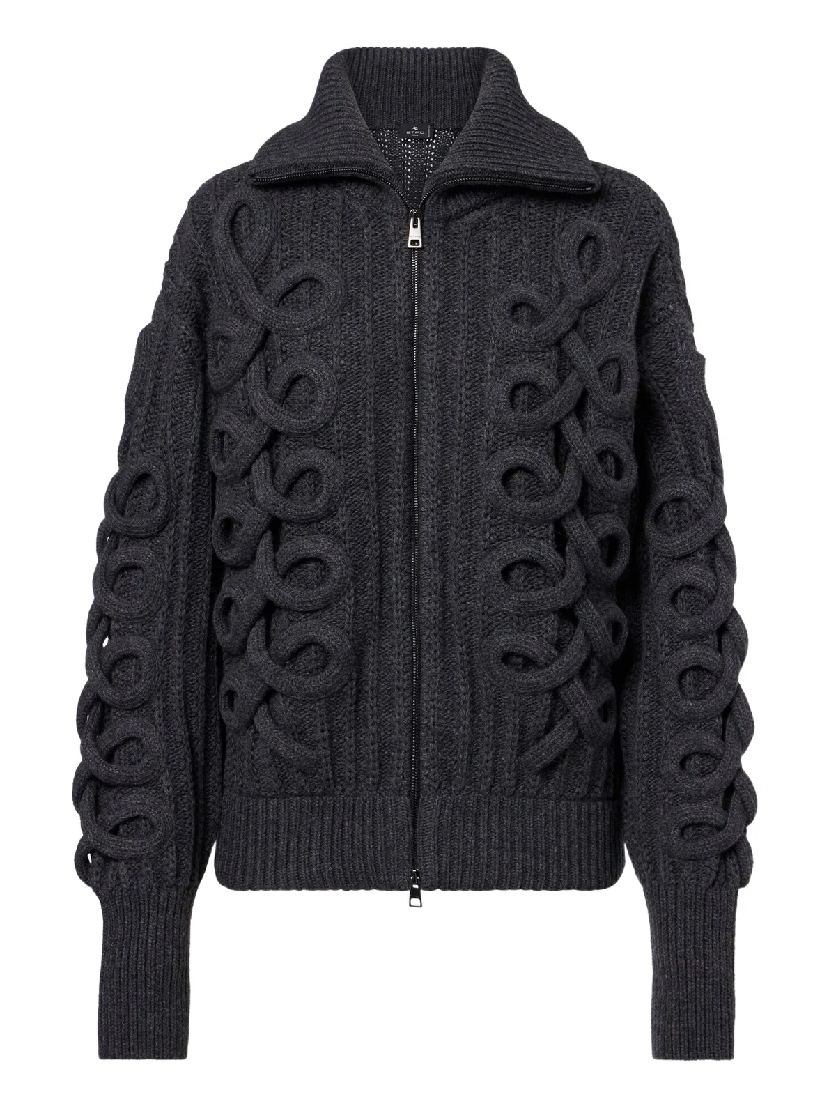 Ribbed-knit wool-blend zip-up cardigan Ribbed-knit wool-blend zip-up cardigan