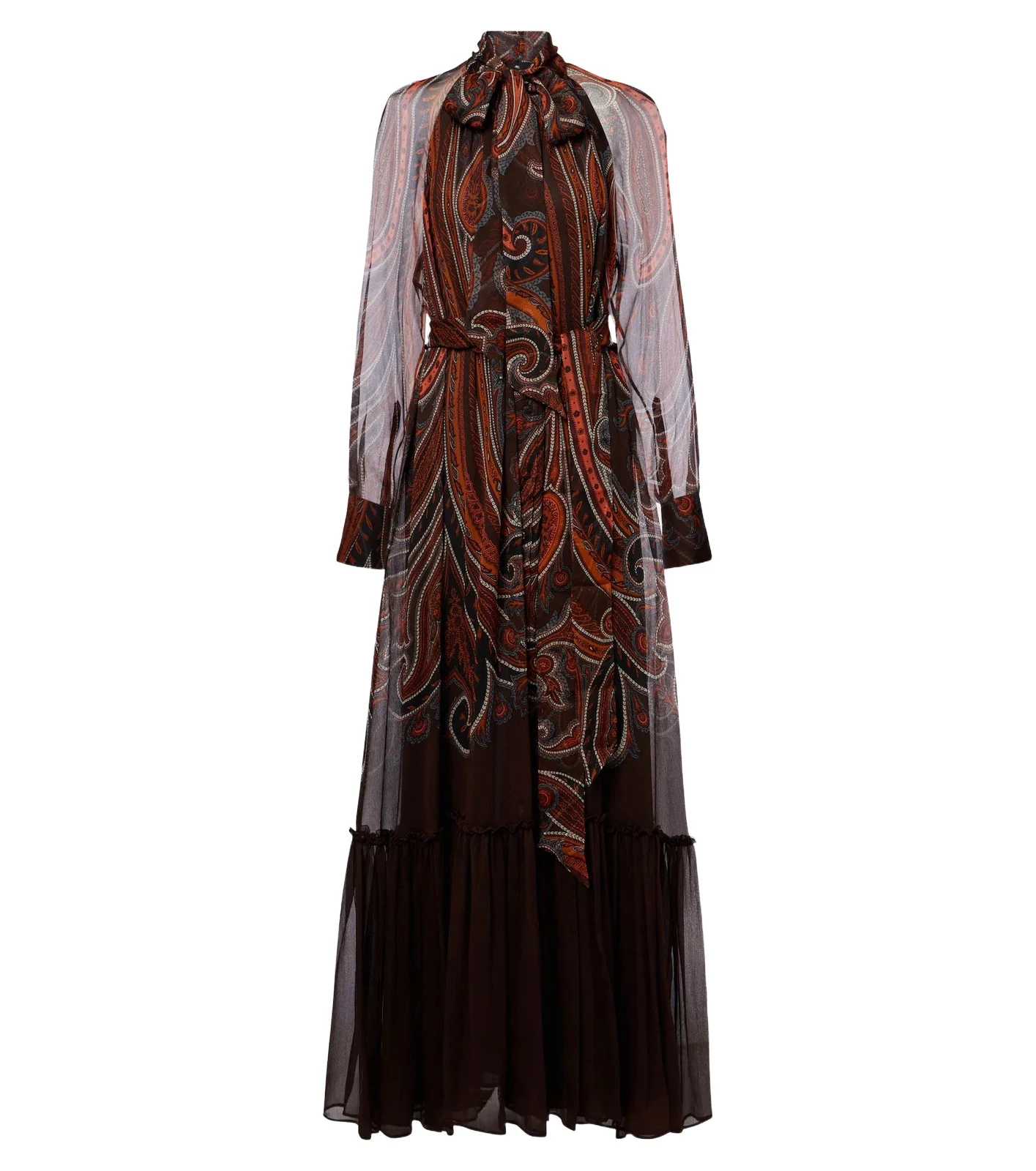 Etro Paisley tie-neck silk maxi dress