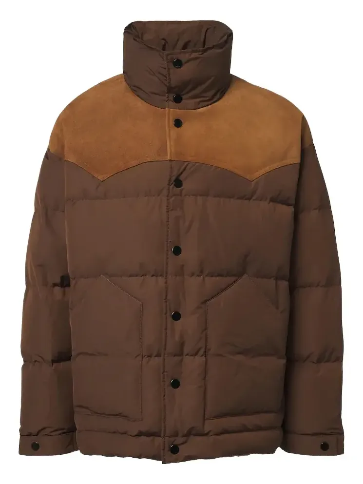 Suede-trimmed down jacket
