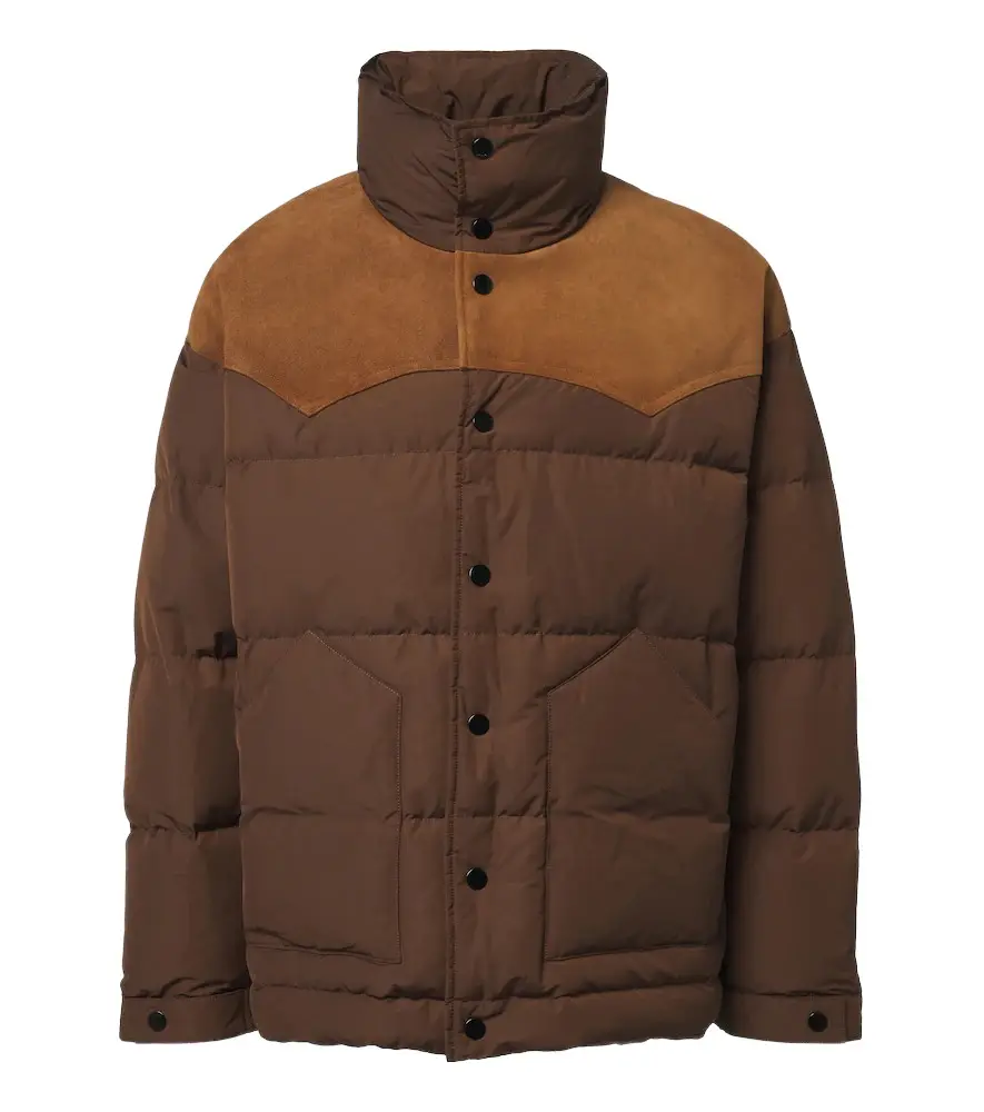 AMI PARIS Suede-trimmed down jacket
