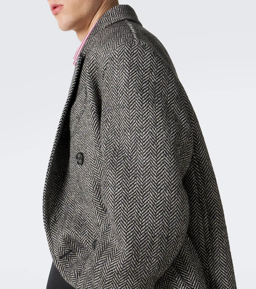 AMI PARIS Herringbone double-breasted wool coat | Thumbnail 5